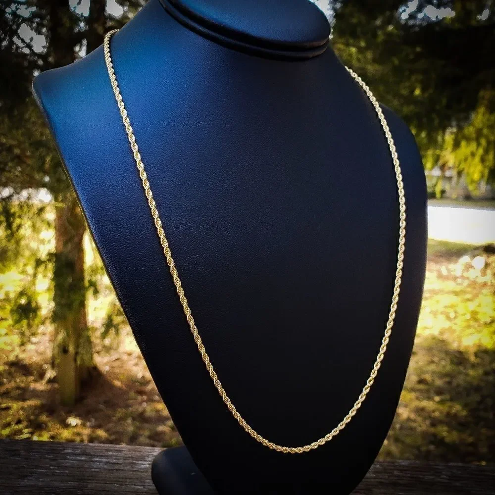 14K Gold Plated Iced Out Channel set Ankh Chain